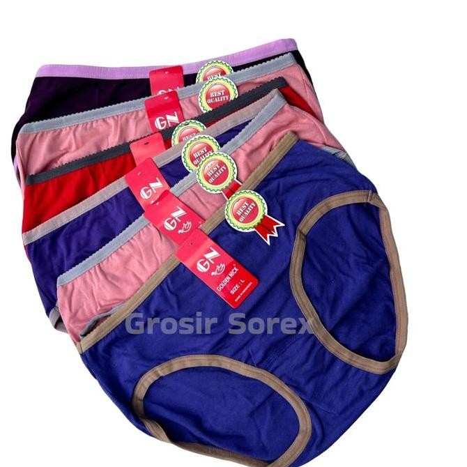 Promo 6Pcs Cd Golden Nick Celana Dalam Wanita Cewek Bahan Katun Model Mini Motif Polos COD