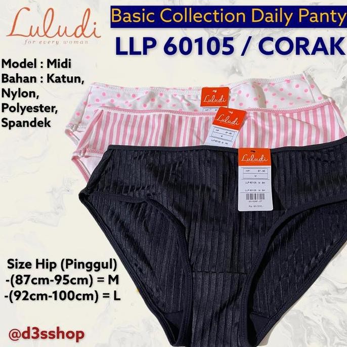 Promo Luludi By Wacoal Basic Panty Midi Katun LLP 60105 Corak / Celana Dalam COD