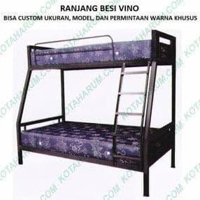 ranjang bed besi susun tingkat 2 orang vino hitam murah bandung no 3 4