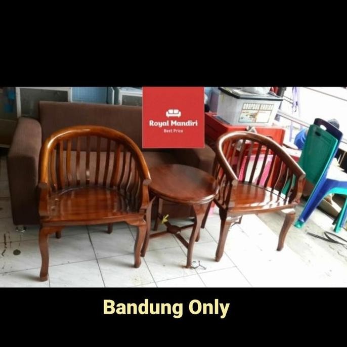 KURSI TERAS BETAWI LENONG SET BAHAN KAYU JATI 2 KURSI + 1 MEJA