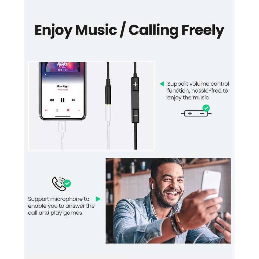 Splitter iPhone MFi Lightning To Jack 3.5mm 30759 30756