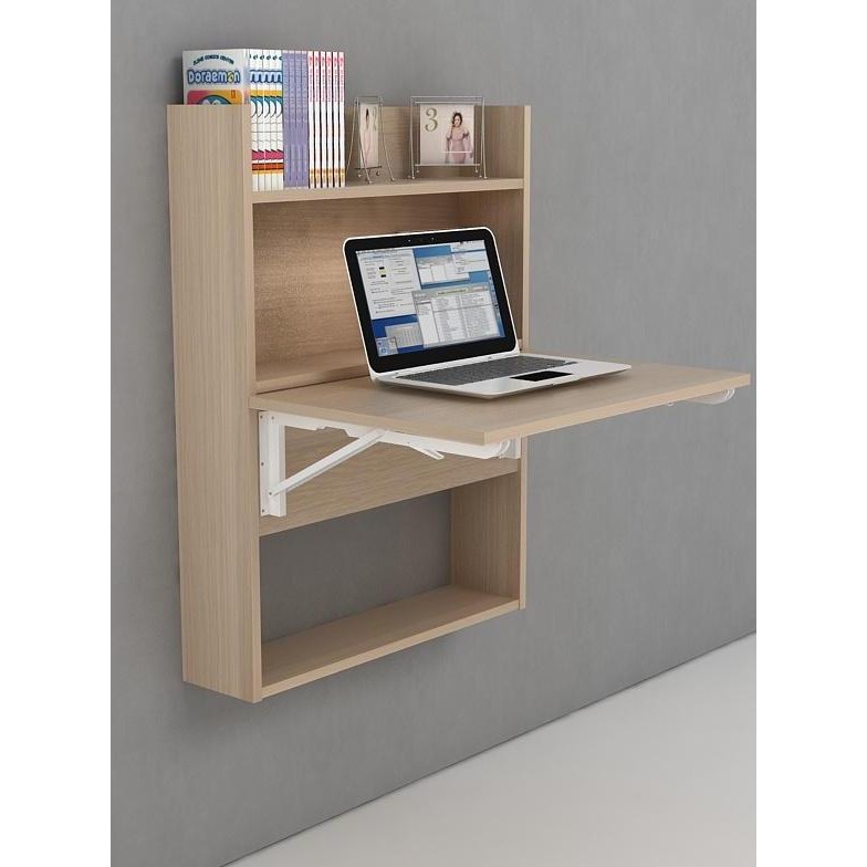 Meja tulis kerja belajar gantung dinding lipat rak buku 60cm BANDUNG