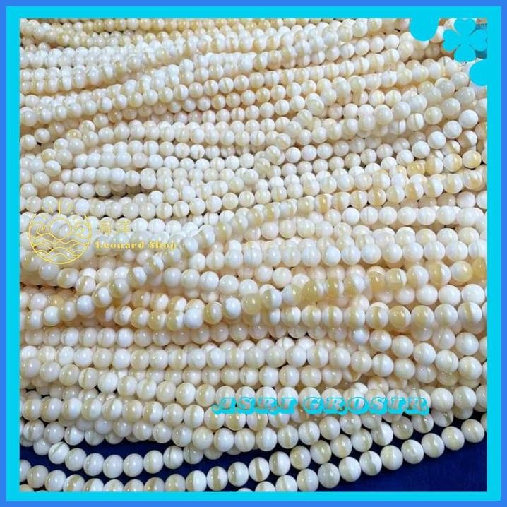 TASBIH GELANG KULIT KERANG SUPER MATA KUCING ASLI 100% PUTIH SERAT EMAS / PUTIH MUTIARA BAHAN BERKUA