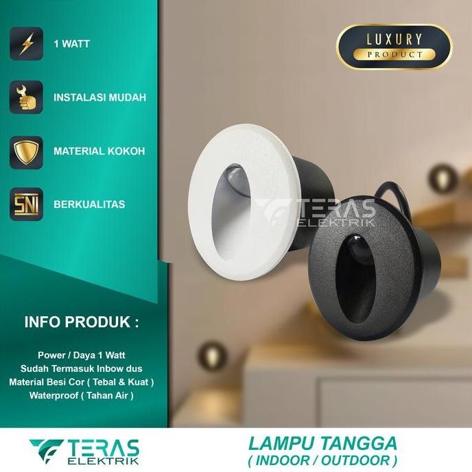 Lampu Tangga Dinding 1 Watt Steplight Led Tanam Cahaya Warmwhite