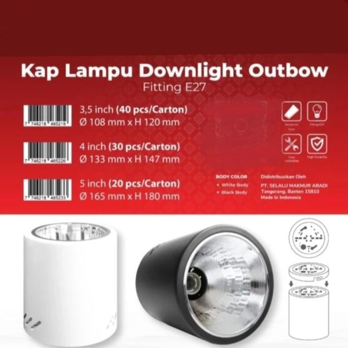 Downlight Outbow Kotak 4Inc / Lampu Tempel /Downlight Tempel