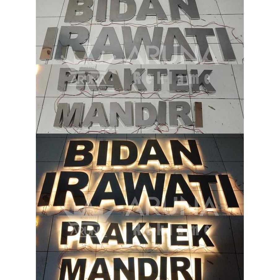 Huruf timbul stainless + led