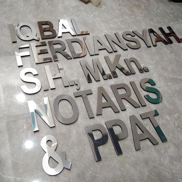 Huruf Angka Timbul A - Z / 0 - 9 Stainless steel Spon Mirror