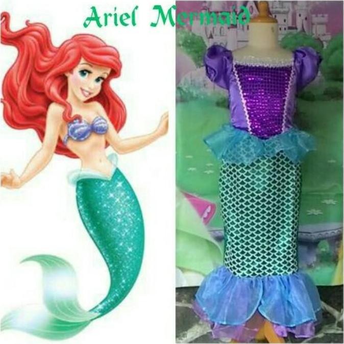 Kostum Ariel Mermaid Baju Duyung Ariel Mermaid Premium Import