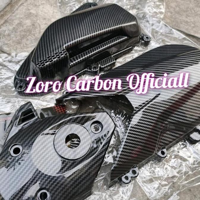 DA84 }} Paket Cover Carbon Tutup Cvt / Tutup Filter / Tutup Keong Beat New Deluxe / Beat Street / Ge