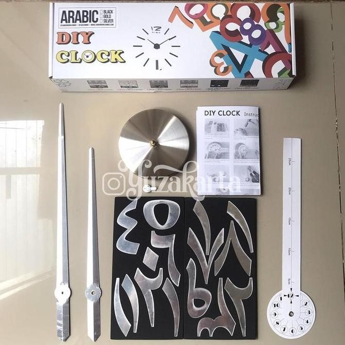 JAM DINDING JUMBO | HIJAIYAH DIY CLOCK ARABIC SILVER | RAKSASA BESAR