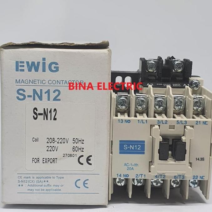 Termurah Magnetic Contactor Ewig S-N12 3P 20A / Kontaktor Ewig SN12 SN-12