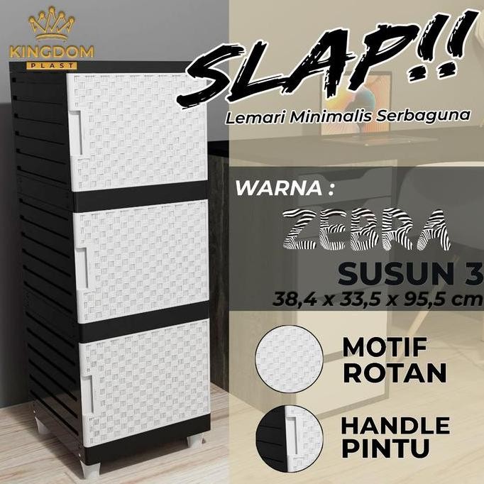 Promo Kingdom lemari plastik SLAP ZEBRA Susun 3 lemari serbaguna kecil lemari plastik 3 susun COD