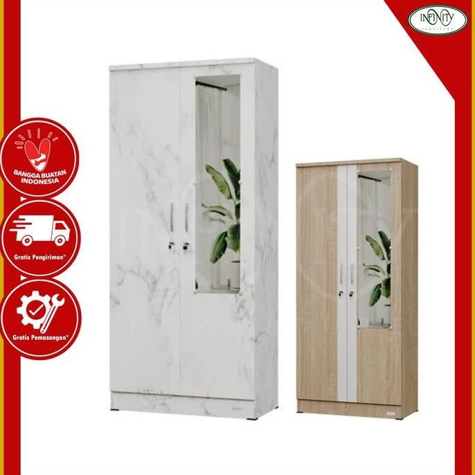 Promo Lemari Pakaian 2 Pintu Cermin LPT 011 COD