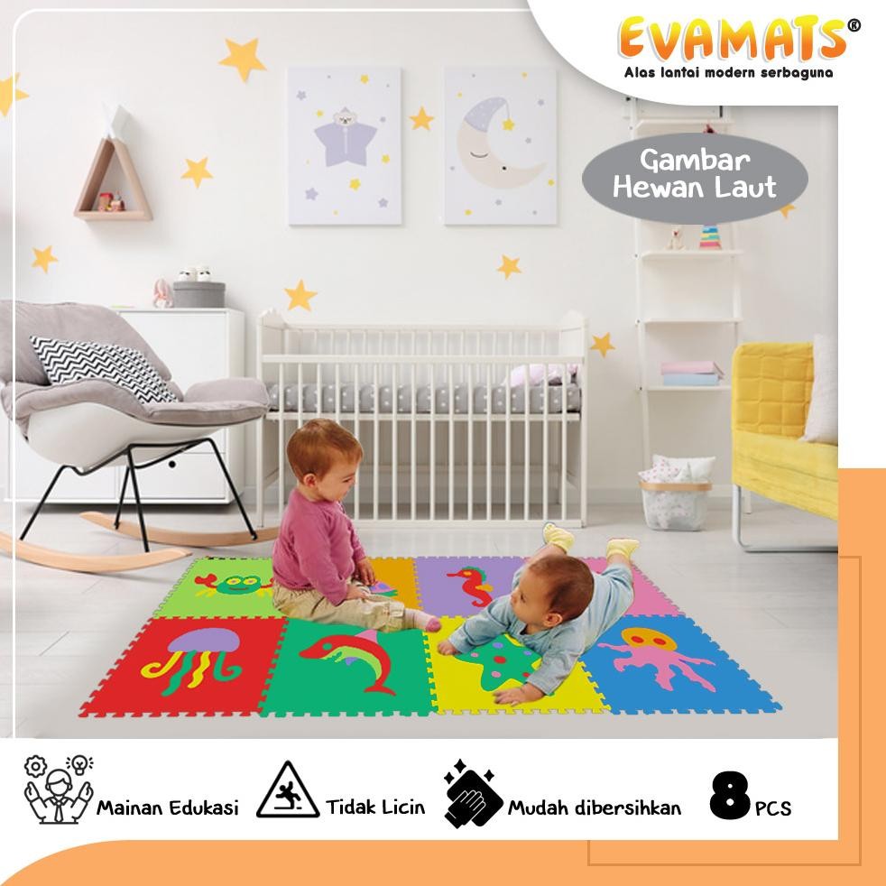 EVAMATS Puzzle Gambar Hewan Laut | Matras Puzzle, Puzzle Lantai, Matras anak, Mainan Edukasi