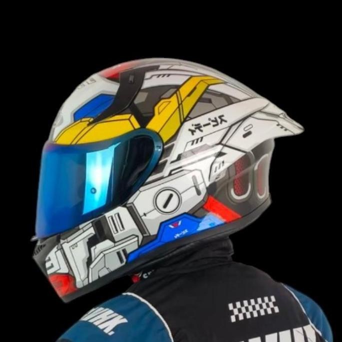 Helm SKJ Falcon Full Face Bumblebee Gundam Viral dengan Visor Iridium - Motorcycle