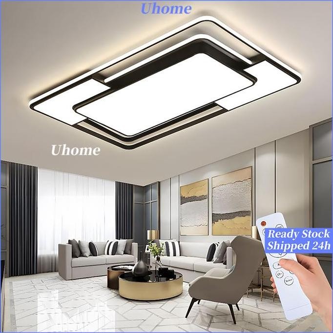 Ready Stock CODCOD Lampu Plafon 3 Warna LED 120W Modern Minimalis Bentuk Persegi Gaya Nordic Untuk D