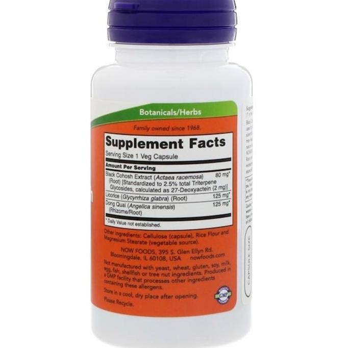 Now Foods Black Cohosh Root 80 Mg 90 Veg Caps Menopause Support Original