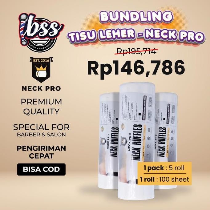 Bundling Neck Pro Tisu Leher Barbershop Premium  3 Slop / Tisu Leher Hitam / Tisu Leher Putih / Pake
