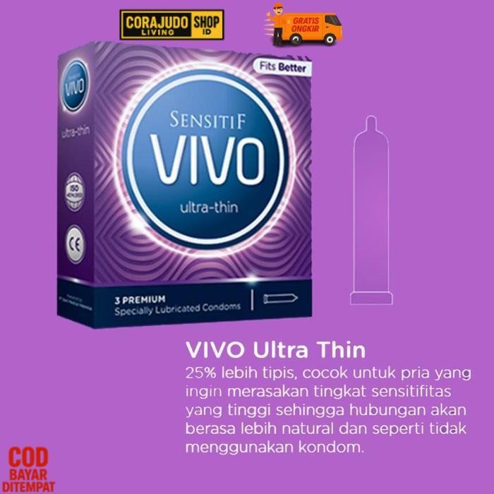 Diskon Vivo Sensitif Alat Kontrasepsi Condom Vivo Condoms | Kondom Bergerigi | Kondom Vivo Extra Sen