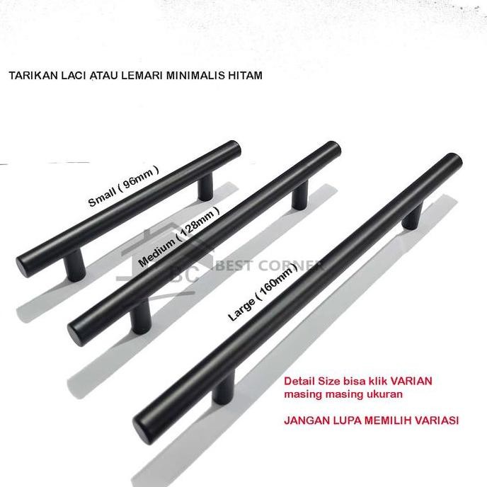 Tarikan Laci Atau Lemari Bulat Minimalis Hitam Pipa 12