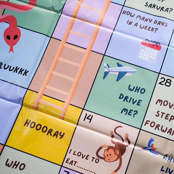 Ular Tangga Edukasi Anak Karpet Permainan Keluarga Tema Bahasa Inggris