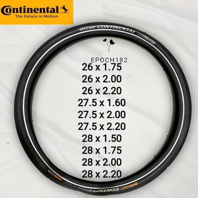 Ban Luar Sepeda Continental Contact Urban 26 X 1.75, 26 X 2.00, 26 X 2.20, 27.5 X 1.60, 27.5 X 2.20,