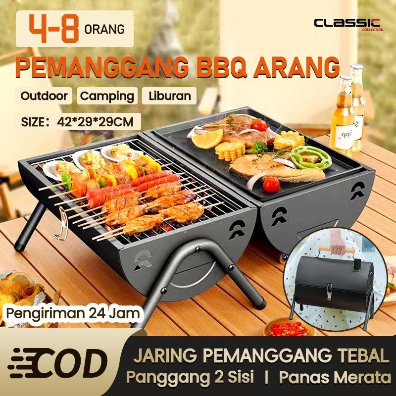 Portable Camping Grill / Panggangan Bbq / Peralatan Berkemah / Pemanggang Camping Pakai Arang / Alat