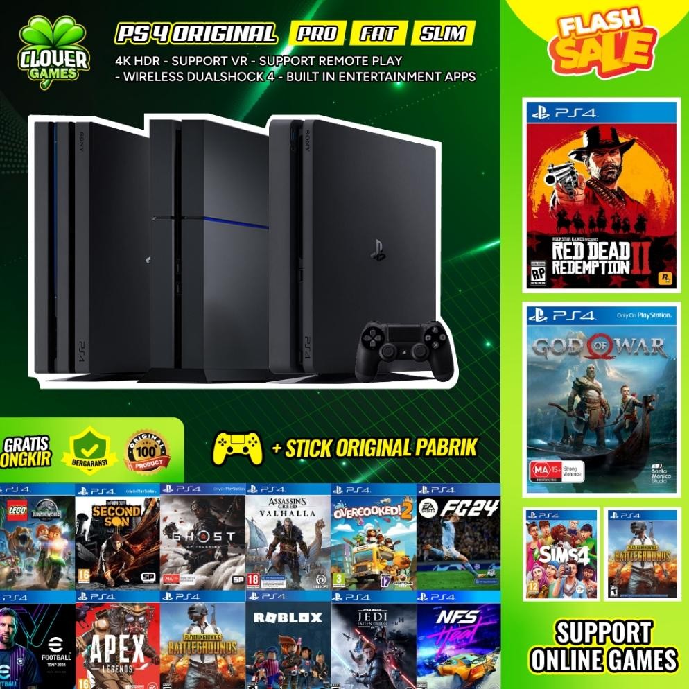 SWALLOWTAIL- PS4 Second Original 500 GB / 1TB - Playstation 4 Sony Fat / Slim / Pro Include Stick Or