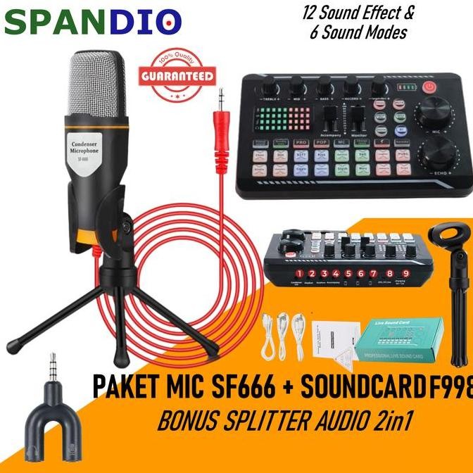 Paket Komplit Mic Sf 666 Soundcard V8S V8 Plus Bluetooth Lengkap