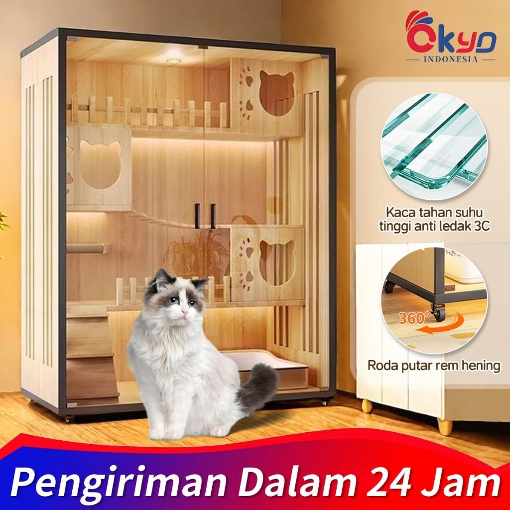 [Cod]Kandang Rumah Kucing Tahan Gores Rumah Kucing Kayu Rumah Kucing Vila/ Kandang Kucing Kandang/Ku