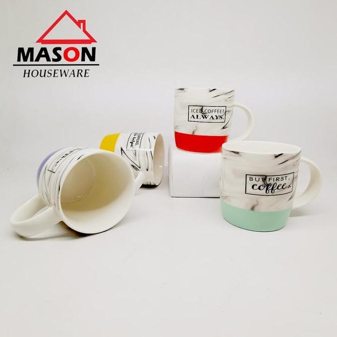Mason Mug Keramik / Mug Teh/ Mug Kopi Motif Marble 10,2