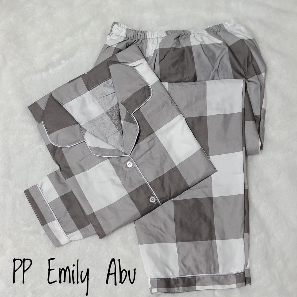 Best BJ - Piyama PP Wanita Motif Kotak - Baju Tidur Lengan panjang Katun Premium .,