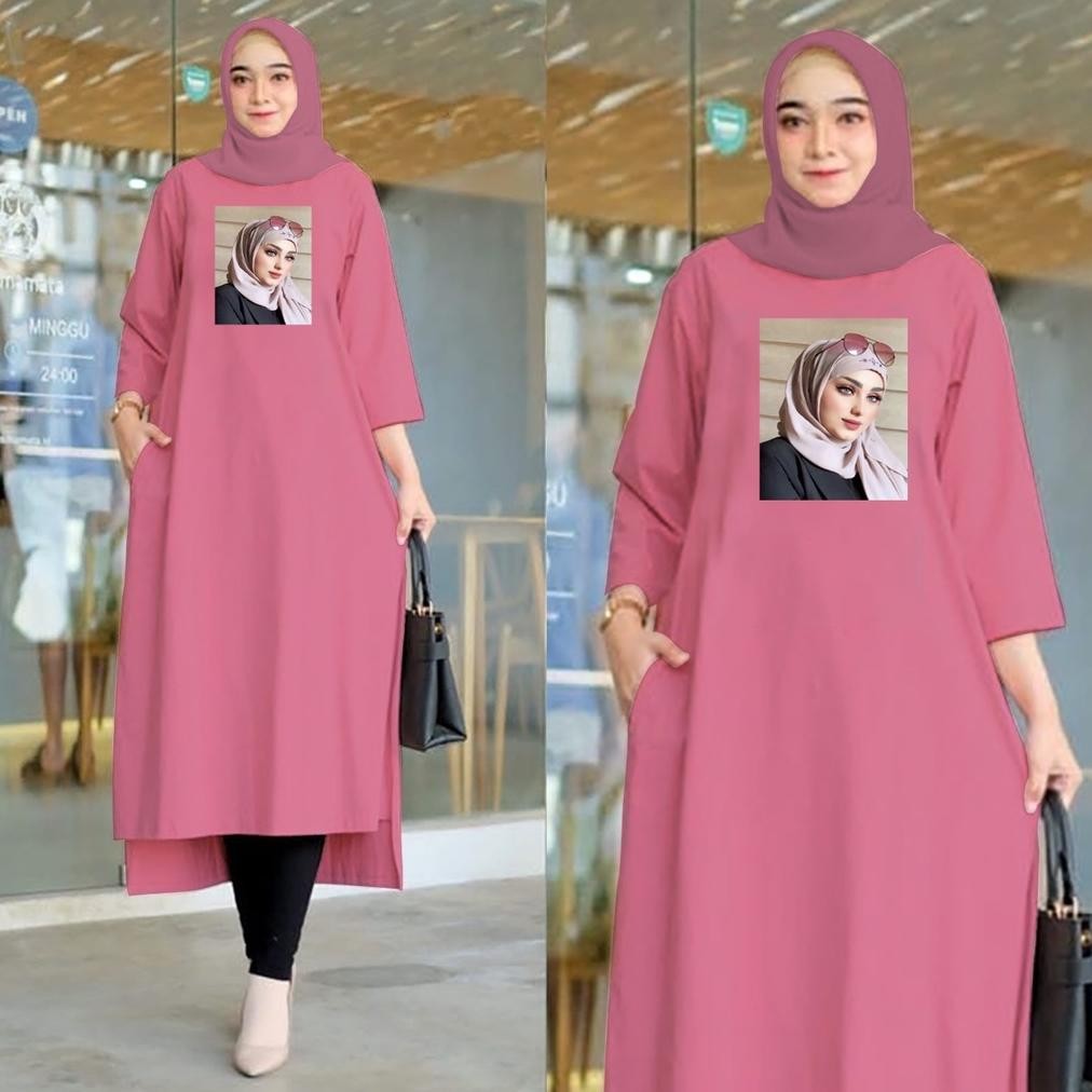 Terjangkau LONG TUNIK WANITA TUNIK BAJU WANITA LONG TUNIK ATASAN WANITA Gamis