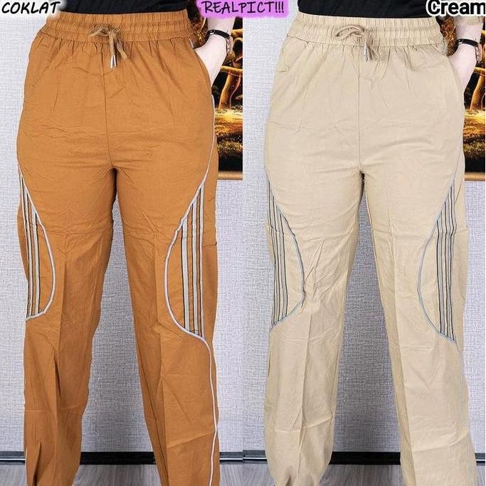8093 Celana Panjang Kulot/Joger Wanita Tali Serut Katun Stretch - Model Terbaru Nyaman Santai Formal