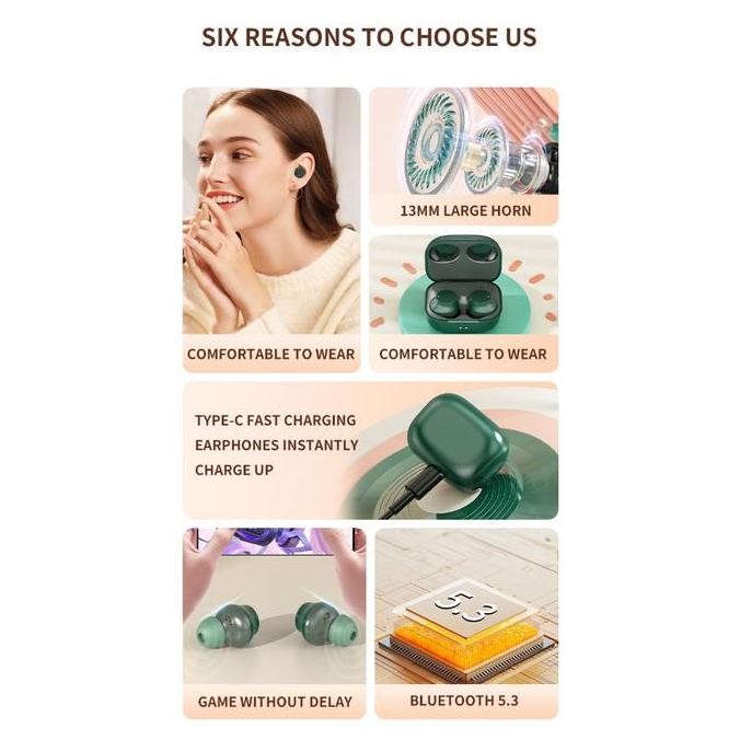 DE107 >> Headset Bluetooth TWS A3900 Earphone Wireless Mega Bass Headphones Super Bluetooth Earbud