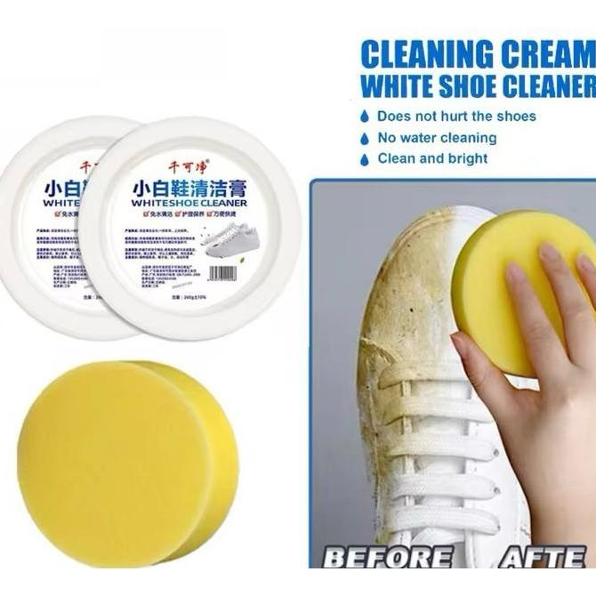 Krim Pemutih Sepatu 120G + Spons Cream Pembersih Sepatu White Shoes Cleaner
