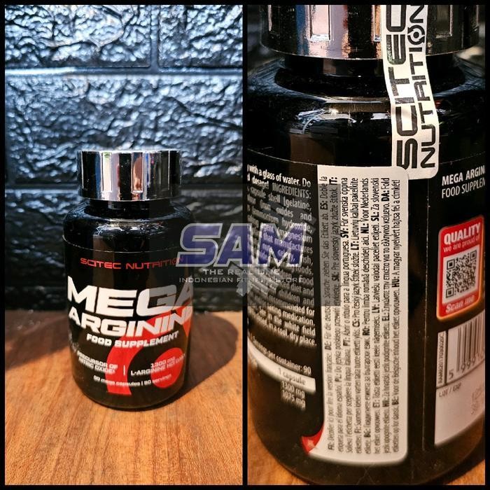 Suplemen Fitness SCITEC Mega Arginine 90 kapsul Pre Workout Nitric Oxide