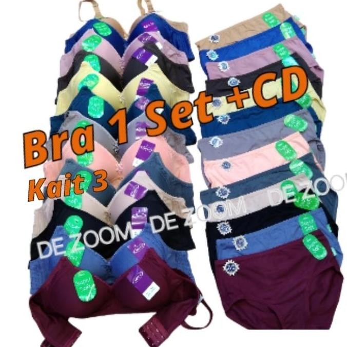 Bra Set Sorex Cup C Besar Tanpa Kawat Kait 3 Busa Sedang