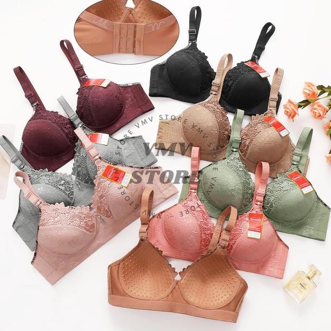 Bh Cup B Besar Misslily Brand Ml 995 Tanpa Kawat Kait 3 Bra Wanita Embossed Bordir Miss Lily Asli Or