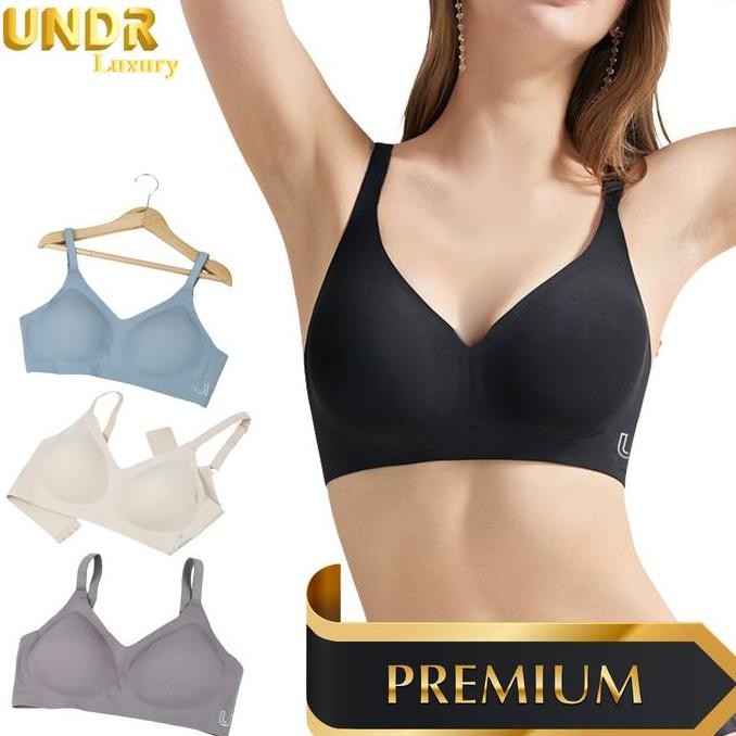 Undr Seamless Women Bra Lux. Semi Push Up Full Cup Latex Wireless Tanpa Kawat Bh Wanita Big Size M -