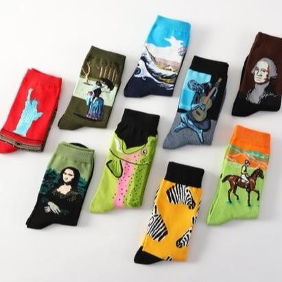 DS100 }} Kaos Kaki HYPEBEAST ARTSY LUKISAN PAINTING ART Original Serat Bambu Arang Bamboo Sock Anti 