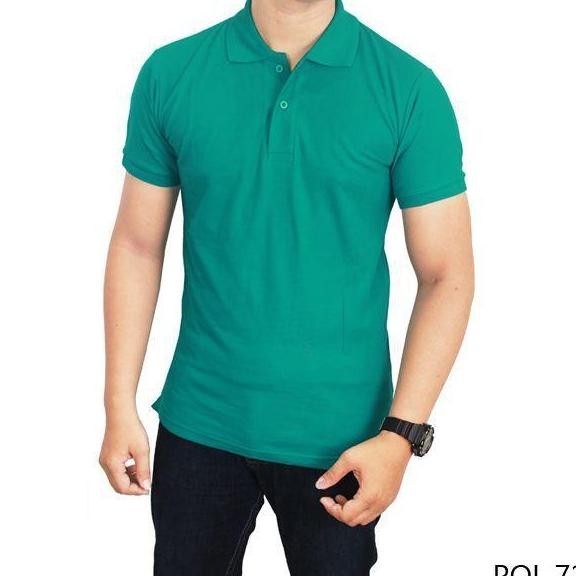 DV109 - Kaos kerah polo warna hijau tosca - Baju polo polos hijau - kaos kerah hijau polos - kaos hi