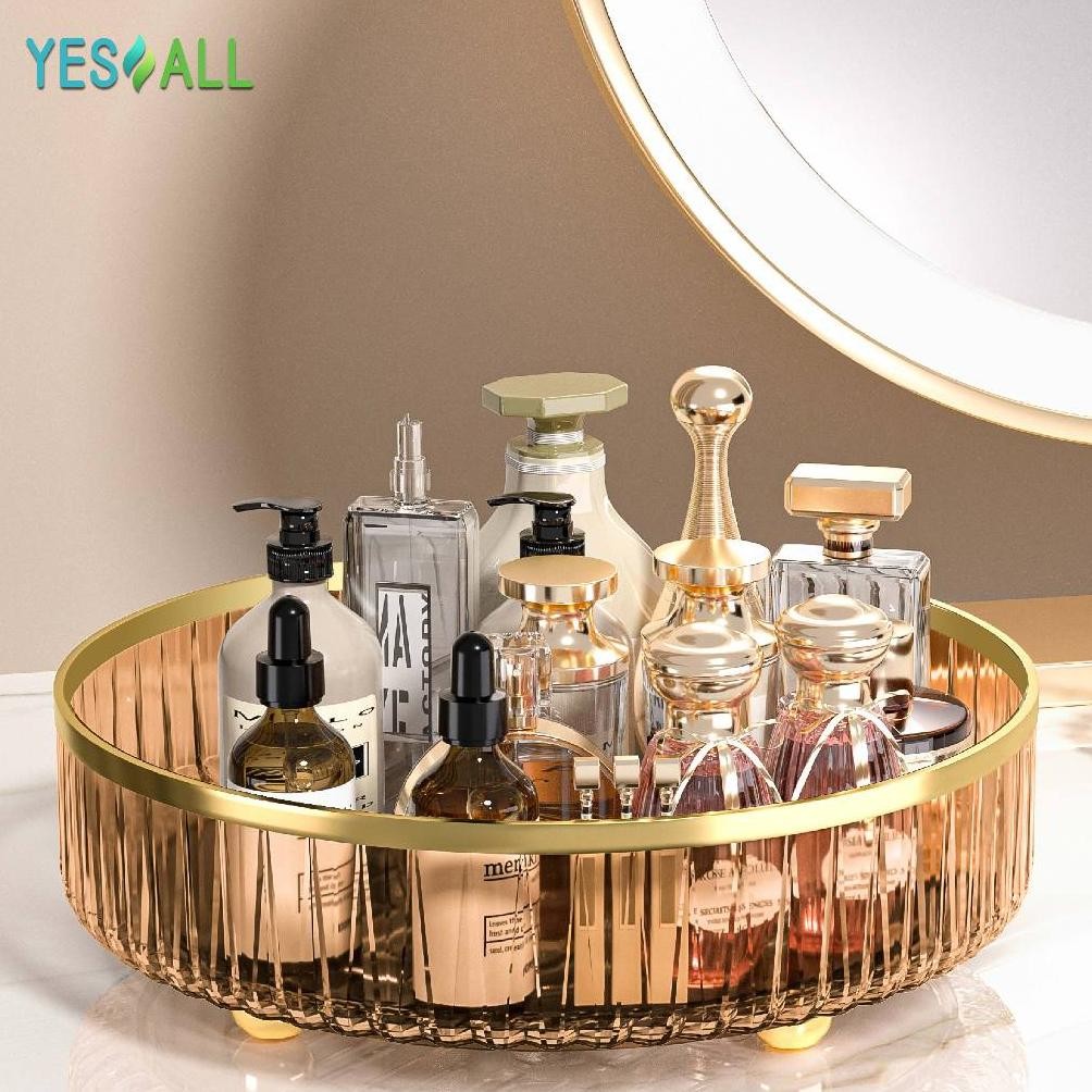 Terjangkau YESALL Rak Kosmetik Aesthetic Tempat Make Up - Amber Gold Aesthetic Tray Minum SNX008005 