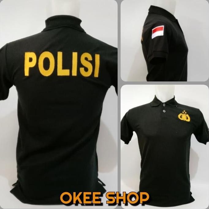 DA7 }} Kaos Baju Pria Polo Shirt POLISI Baju POLISI Hitam