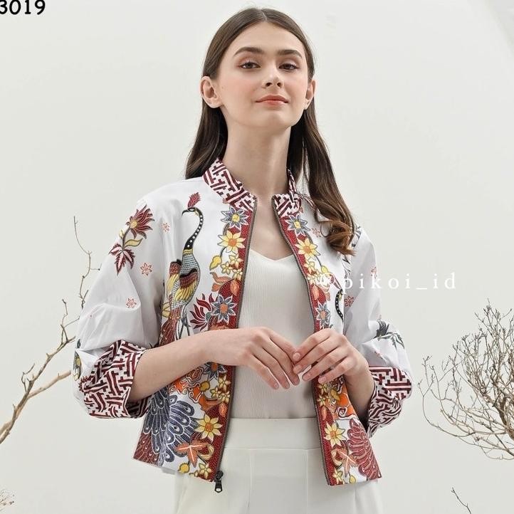 Bomber Jaket Batik Ern Cewek Batik Kantor Wanita Outer Batik Atasan Blazer Batik 135