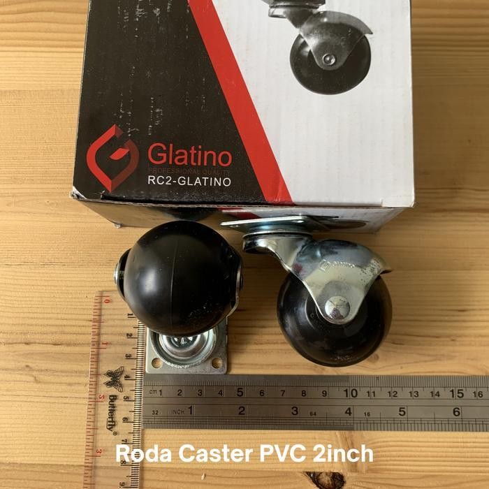 Roda Bulat Hitam Caster PVC Hidup Roda Trolly Lemari Etalase 2inch 1set 4pcs
