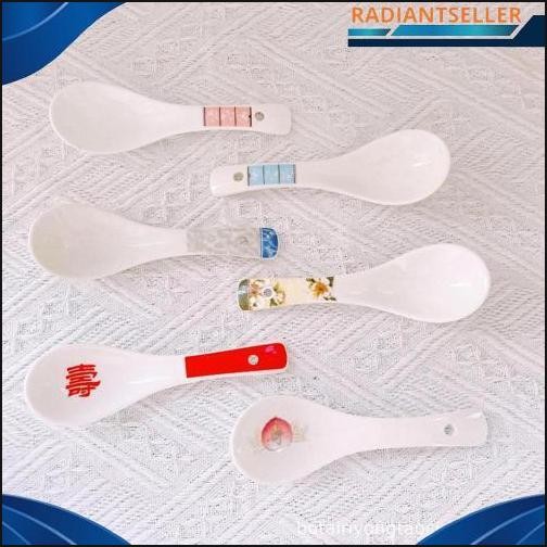 New Sale Sendok Bebek Sendok Sup Keramik Putih Tebal Motif Bunga