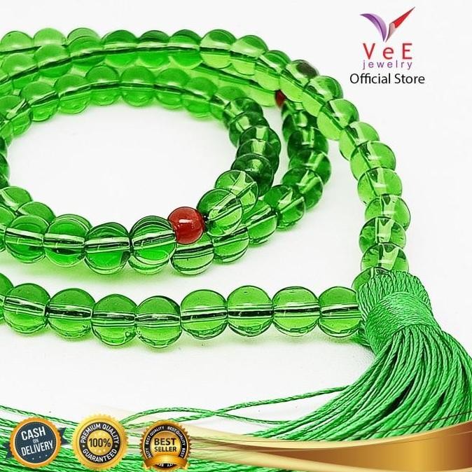 BEST SELLER TASBIH 99 BUTIR BATU GIOK ASLI 8MM HIJAU TUA- VEE KALUNG TASBIH MUSLIM 