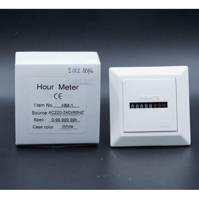 HourMeter White HM-1 AC 220V - 240V 60Hz Hour Meter Square Non Reset