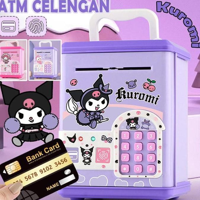 Kuromi/StellaLou/My Melody Celengan Elektrik Mainan Sidik Jari Kata Sandi Celengan ATM Mainan Aman G